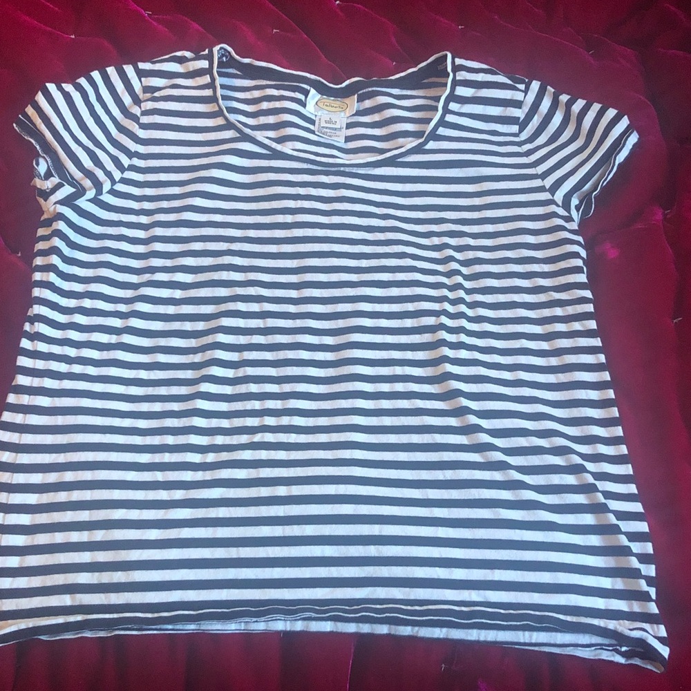 Talbots Black and White Striped Top